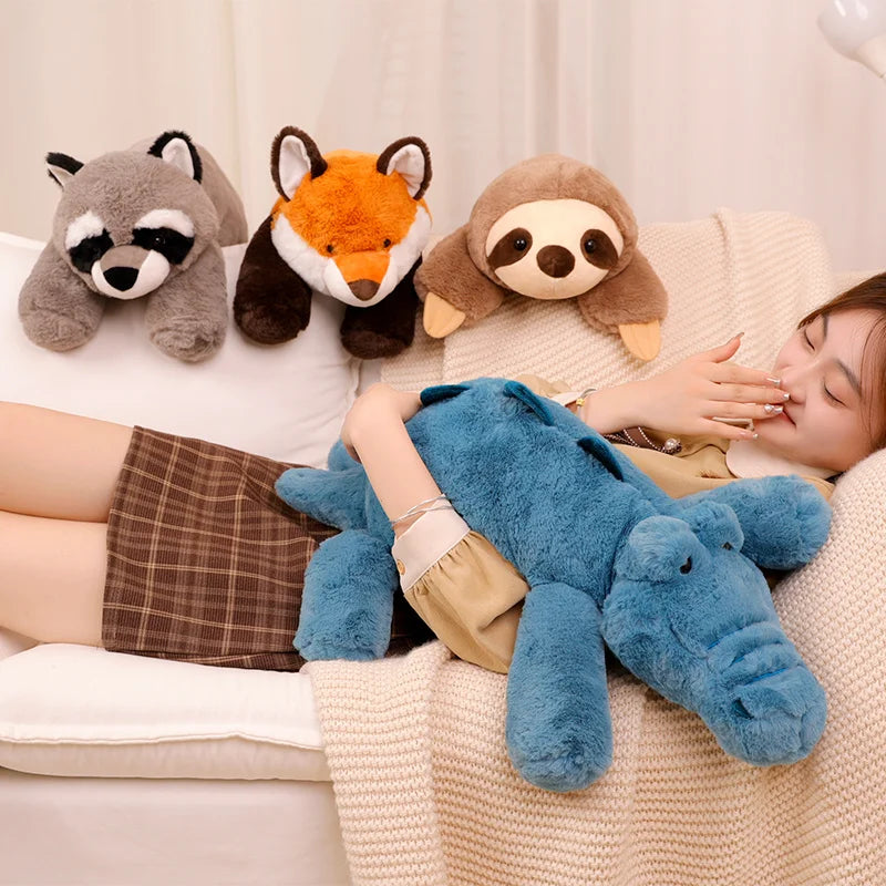 Peluche XXL – Renard / Raton / Paresseux / Crocodile